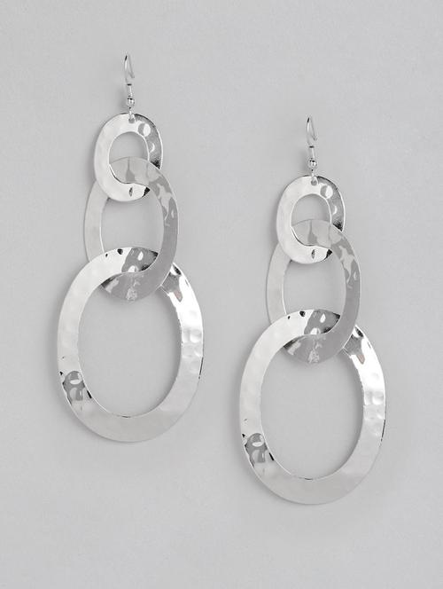 silver metal drop earring - 21225053 - Standard Image - 0