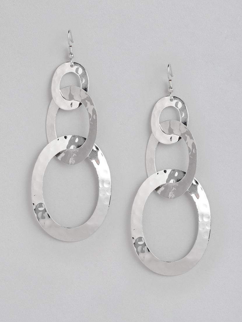 silver metal drop earring - 21225053 - Zoom Image - 0