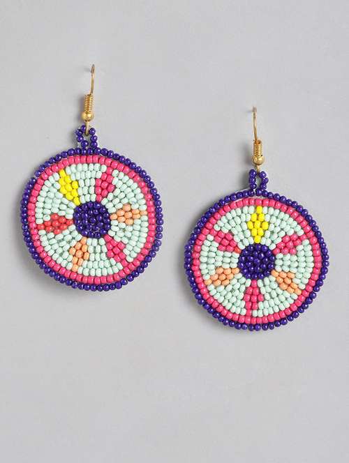 multi colored metal drop earrings - 21225055 -  Standard Image - 0