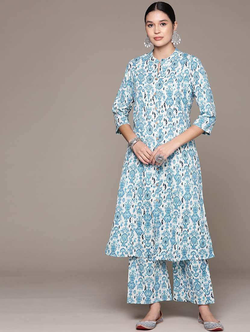 blue cotton kurta palazzo  set - 21225078 -  Standard Image - 1