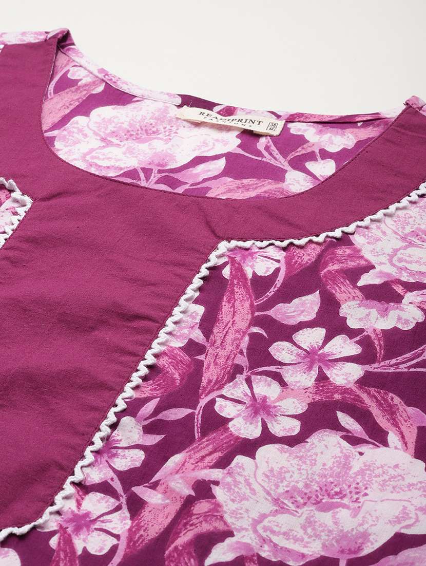 women purple round neck kurta pant set - 21225103 -  Standard Image - 4