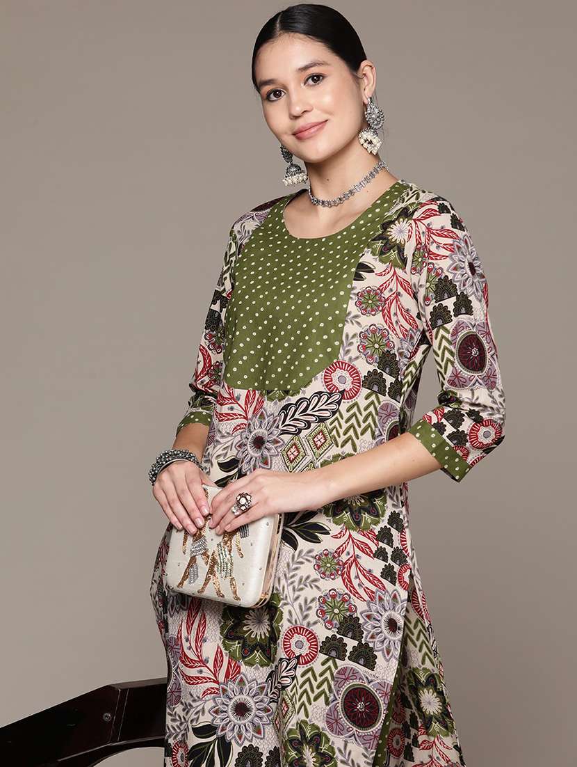green kurta palazzo set - 21225105 - Standard Image - 4