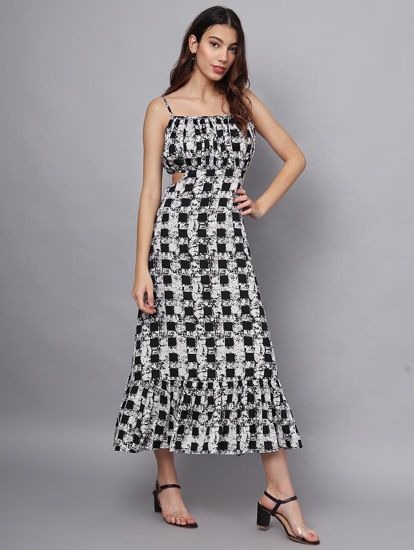 women printed shoulder strap tiered dress - 21225152 -  Standard Image - 1