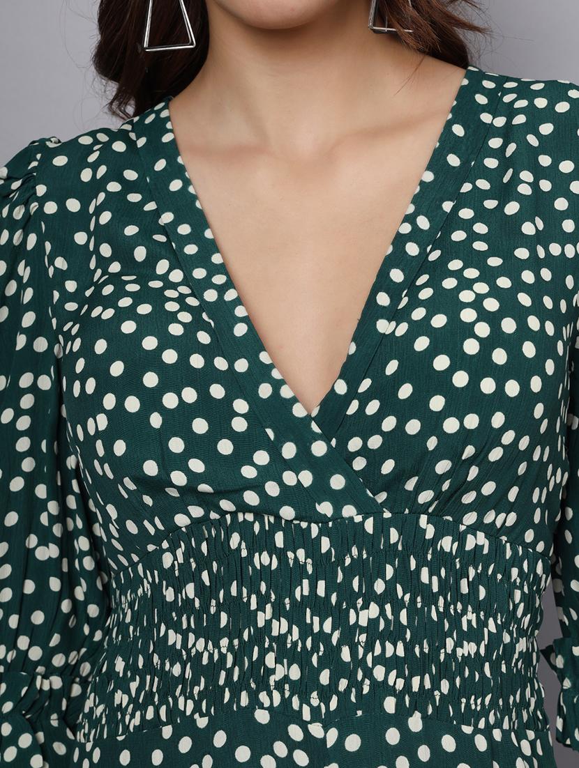 women polka doted puff sleeves a-line dress - 21225160 - Standard Image - 4