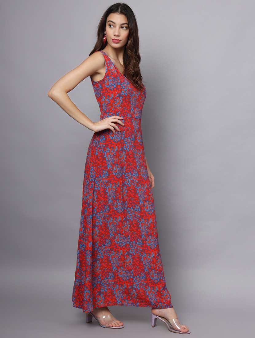women printed sleeveless a-line dress - 21225162 -  Standard Image - 1
