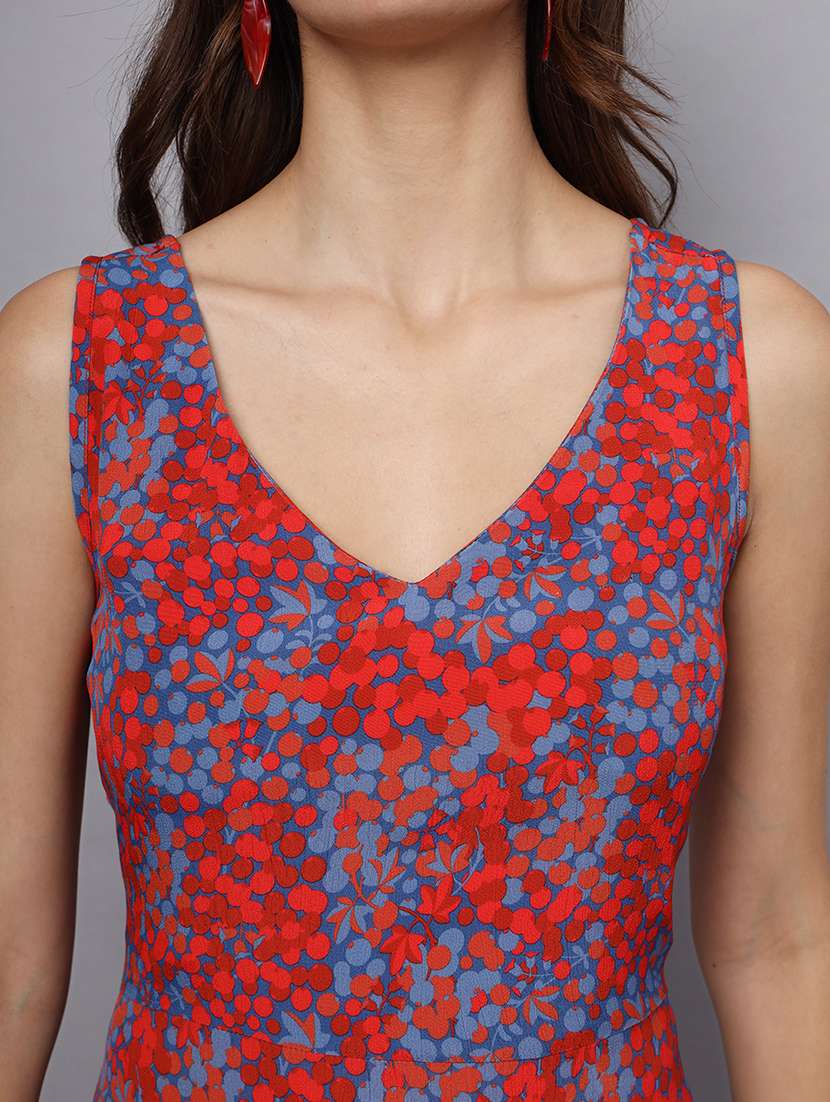 women printed sleeveless a-line dress - 21225162 - Standard Image - 4