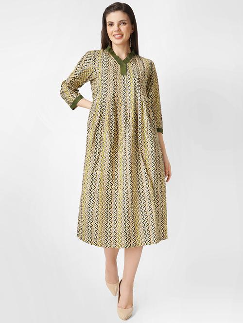 green cotton a-line dress - 21225174 -  Standard Image - 0