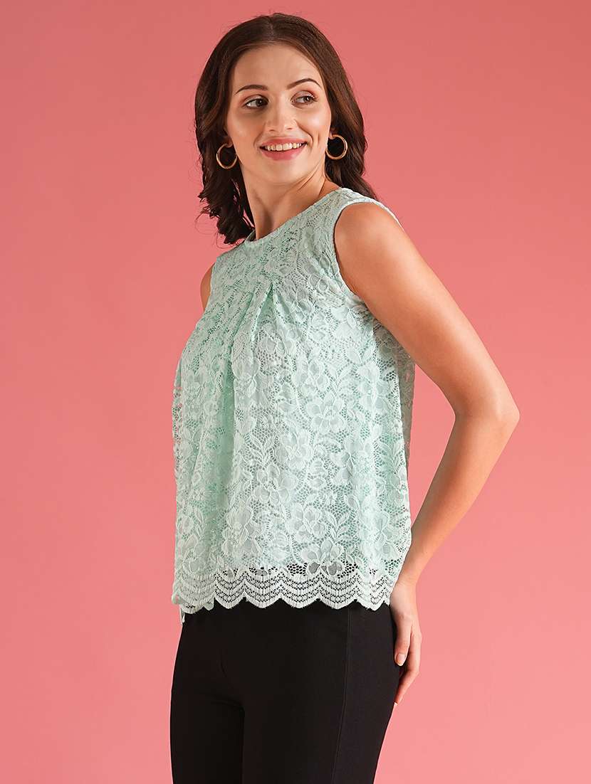 women lace detailed sleeveless a-line top - 21225190 -  Standard Image - 1