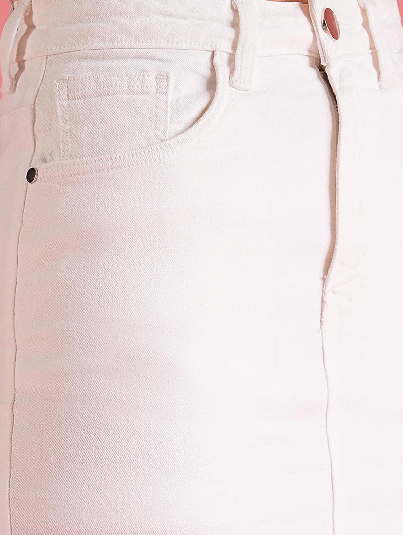 globus women white back slit denim pencil skirt - 21225821 - Standard Image - 4