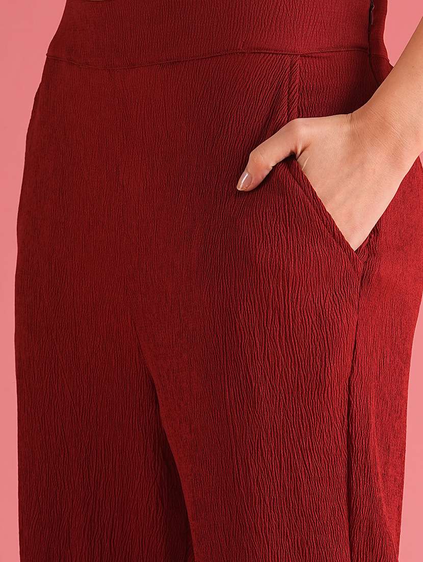 globus women maroon shirt style top with trouser co-ord set - 21226785 -  Standard Image - 4