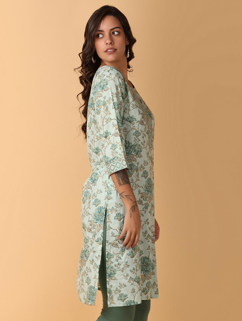women three quarter sleeve straight kurta - 21226861 - Standard Image - 1