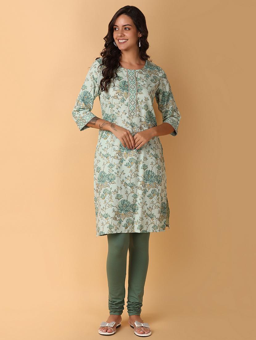 women three quarter sleeve straight kurta - 21226861 - Standard Image - 4