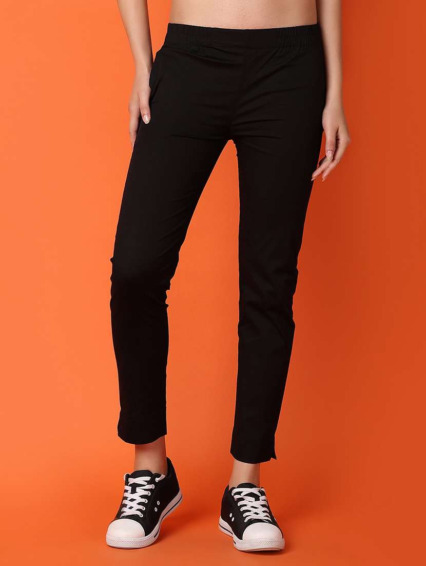 women black cotton cigarette pants 