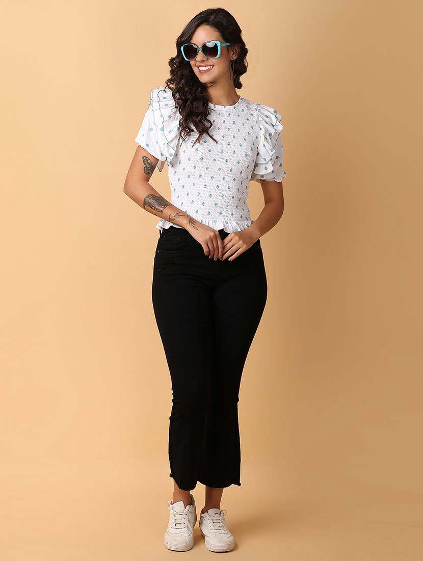 women white polka dots print puff sleeve top - 21226896 - Standard Image - 4