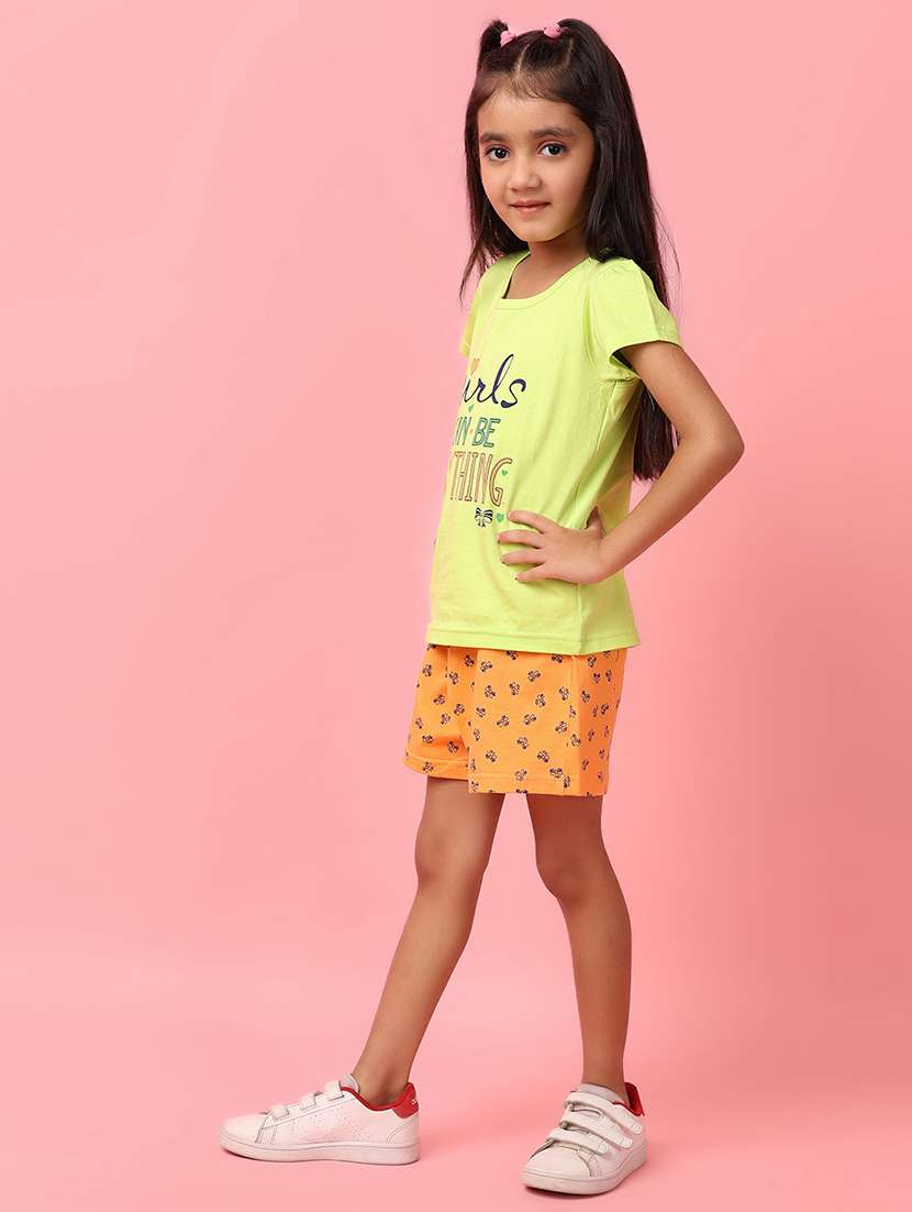 girls green cotton top & shorts set - 21226911 -  Standard Image - 1
