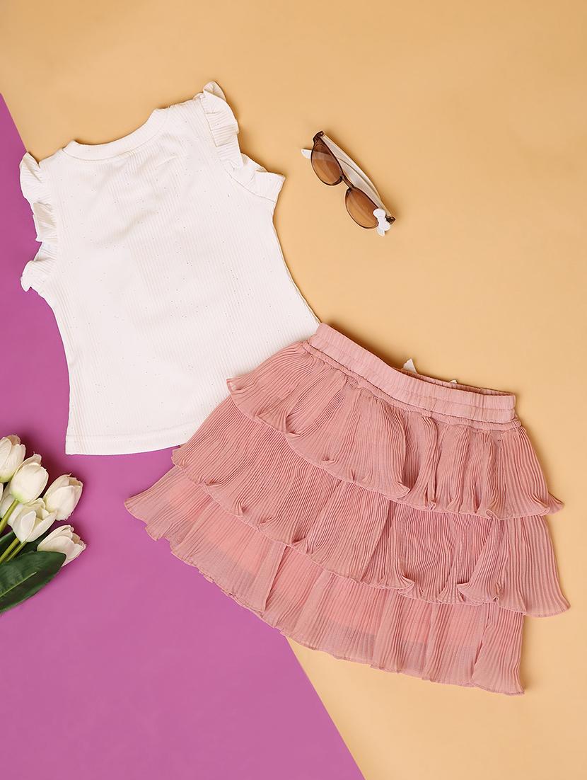 kids girl solid with work skirt top set - 21226981 -  Standard Image - 1