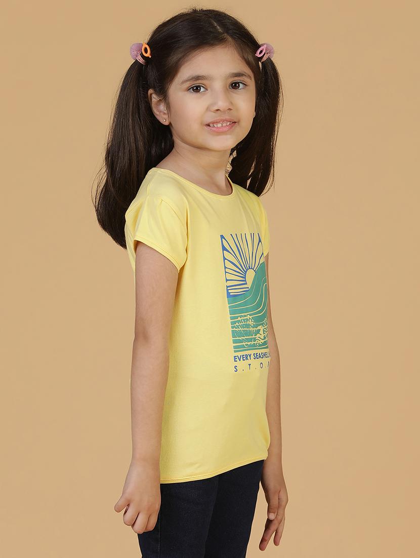 girl front print round neck tee - 21227060 - Standard Image - 1