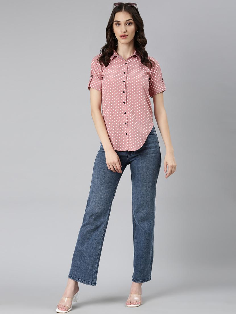 women pink crepe regular shirt - 21227083 - Standard Image - 4