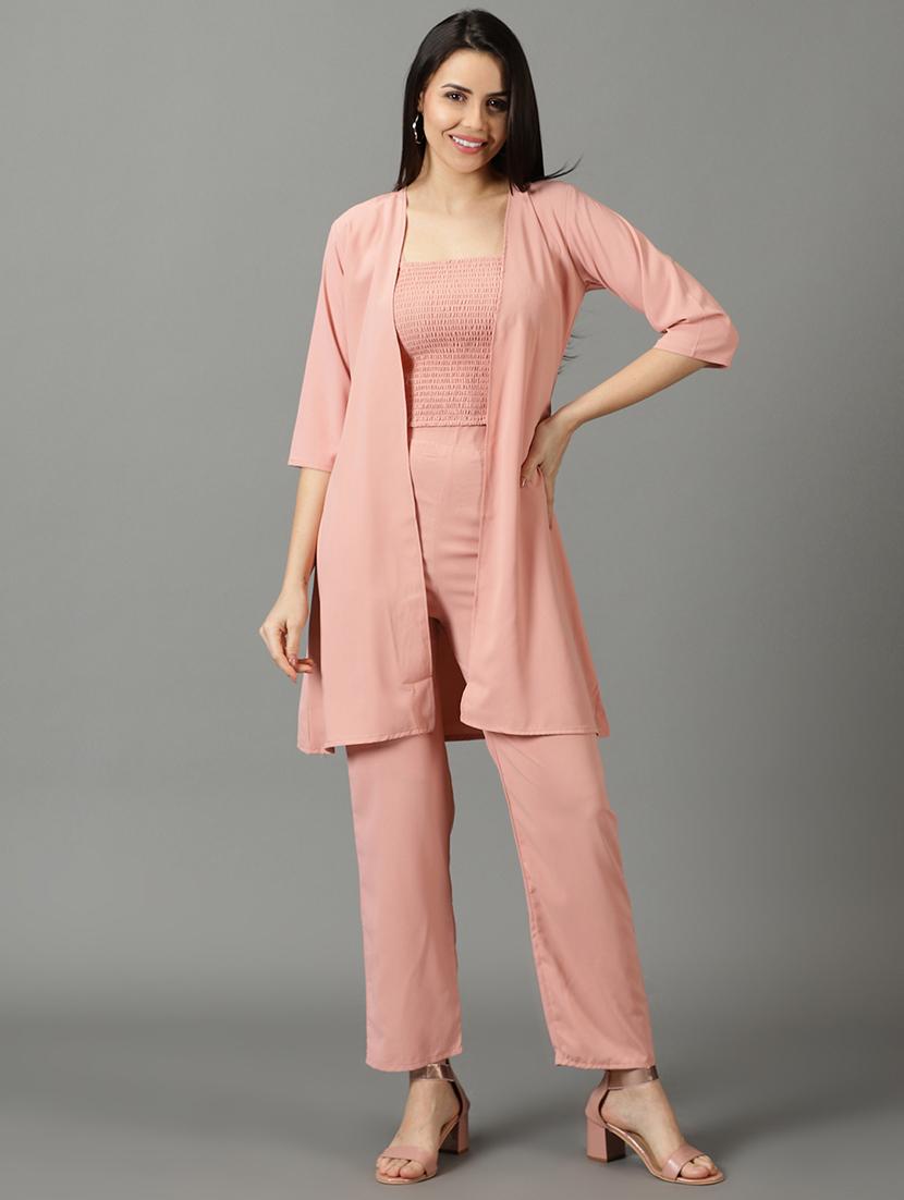 women pink polyester top and trouser co-ord set - 21227085 - Standard Image - 1