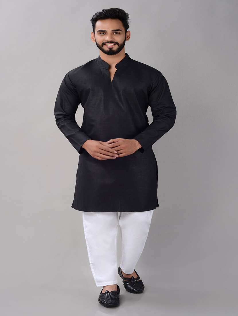 men solid mandrain neck kurta