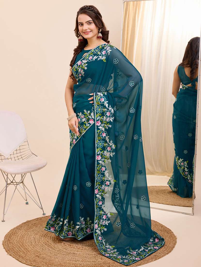 women embroidered saree with blouse - 21227190 -  Standard Image - 1