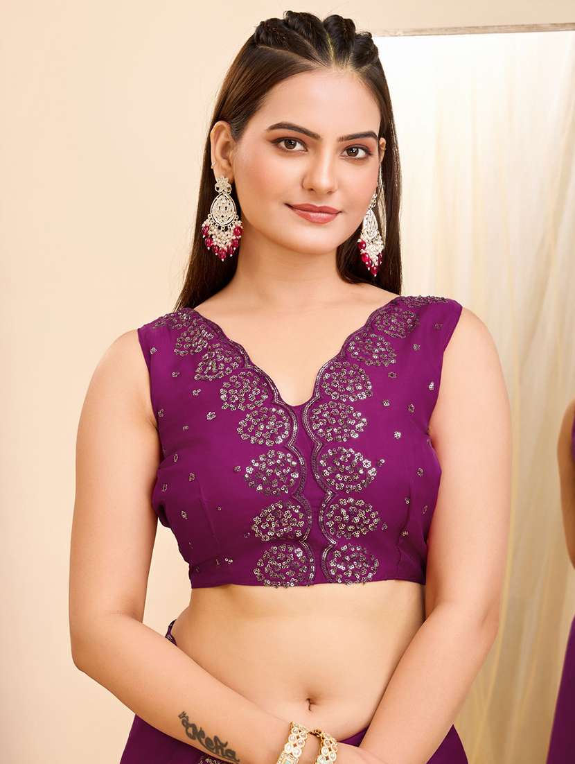 women sequined work saree with blouse - 21227241 -  Standard Image - 4