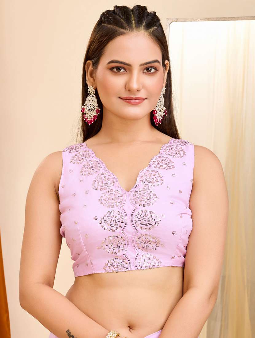 women pink sequin work saree with blouse - 21227245 -  Standard Image - 4