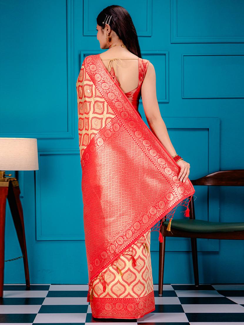 yellow art silk banarasi saree with blouse - 21227289 - Standard Image - 1