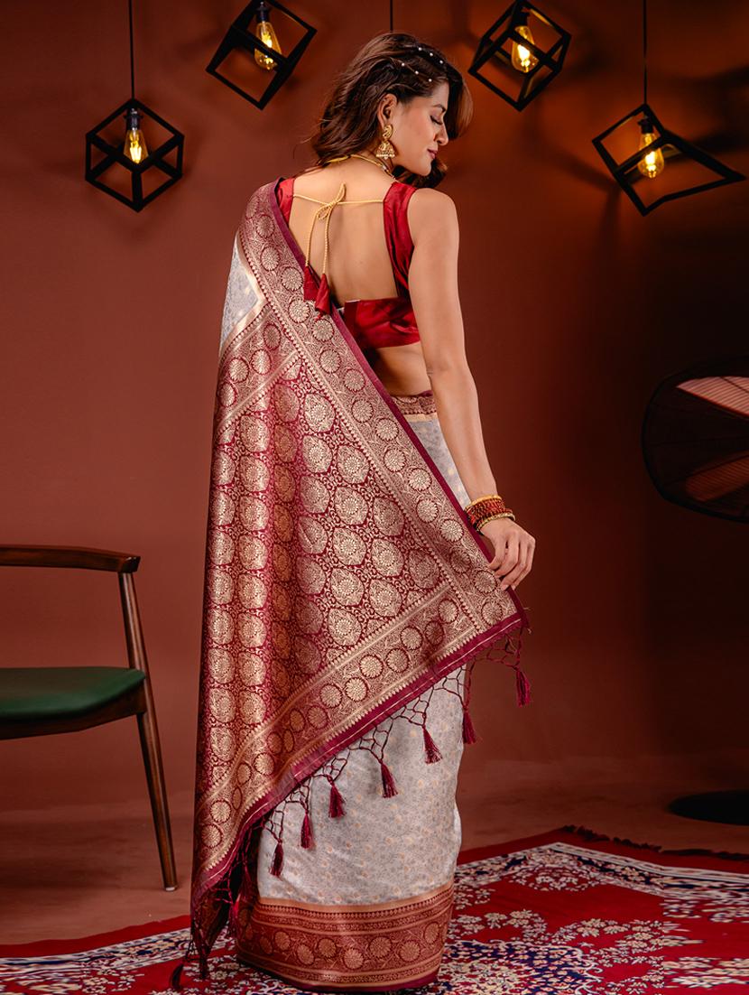 off white art silk kanjivaram saree with blouse - 21227380 - Standard Image - 1
