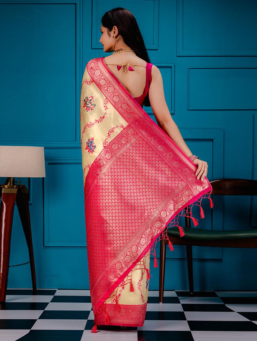 gold art silk kanjivaram saree with blouse - 21227398 - Standard Image - 1