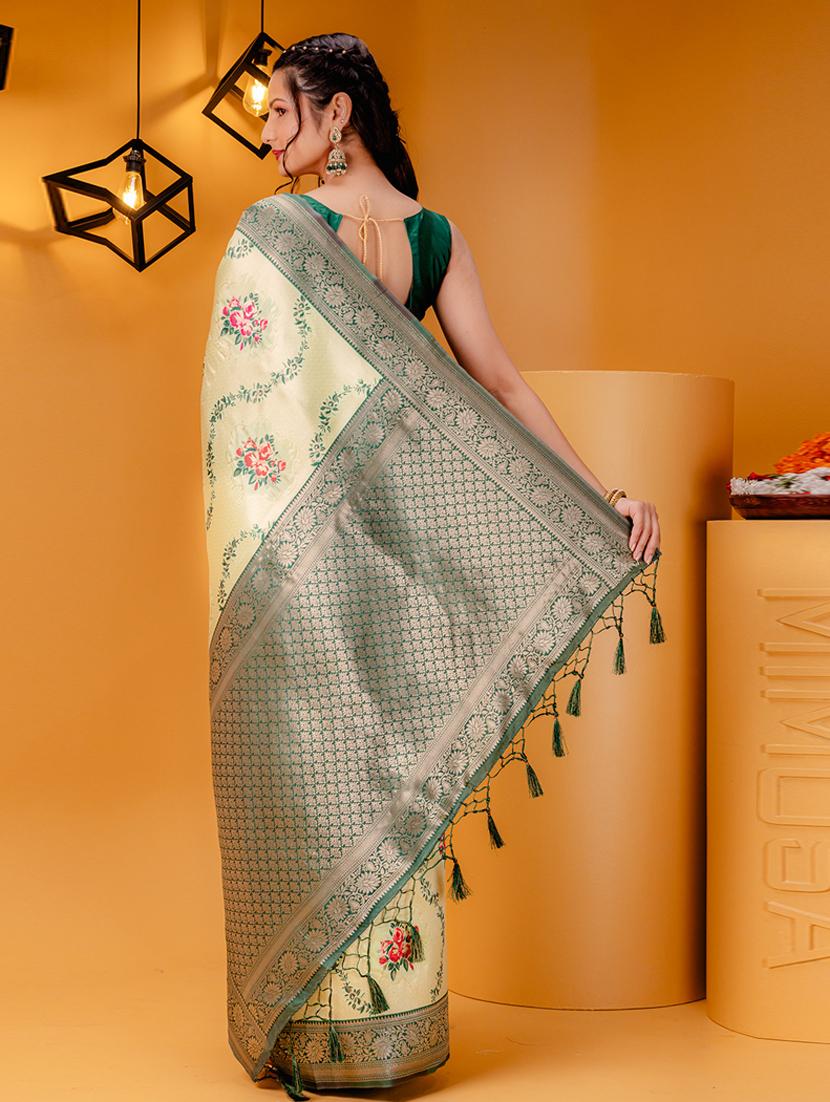 neo mint kanjivaram saree with blouse - 21227401 - Standard Image - 1