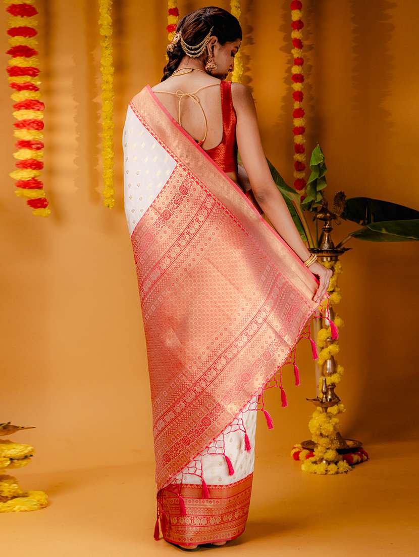 off white art silk kanjivaram saree - 21227448 -  Standard Image - 1