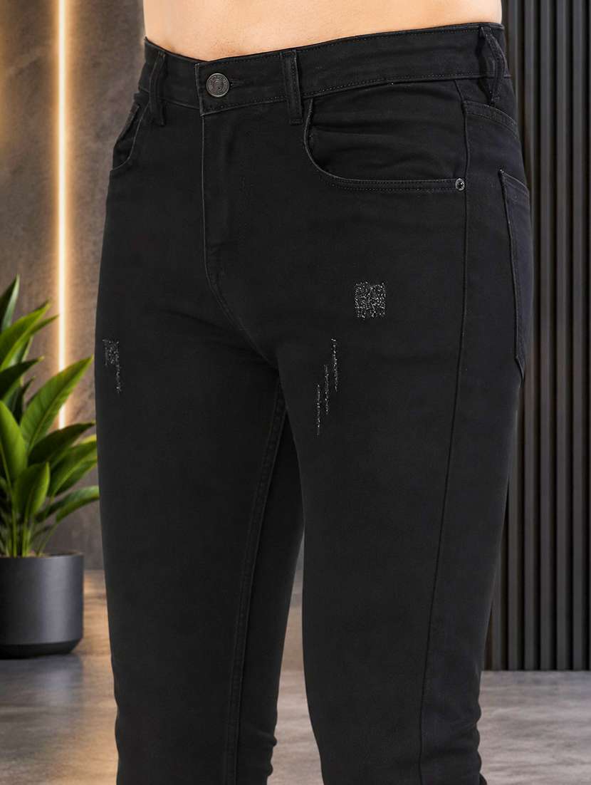 men distress mid rise full length skinny fit jeans - 21227458 -  Standard Image - 1