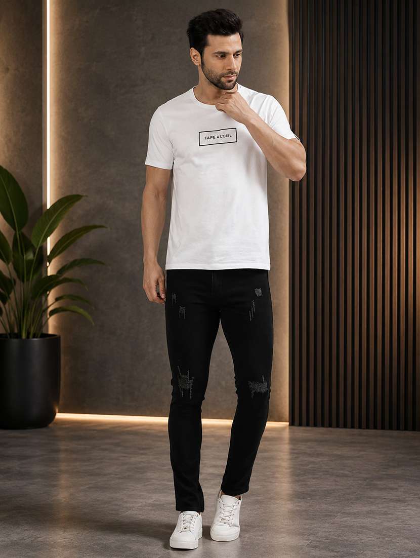 black cotton blend jeans - 21227458 -  Standard Image - 4