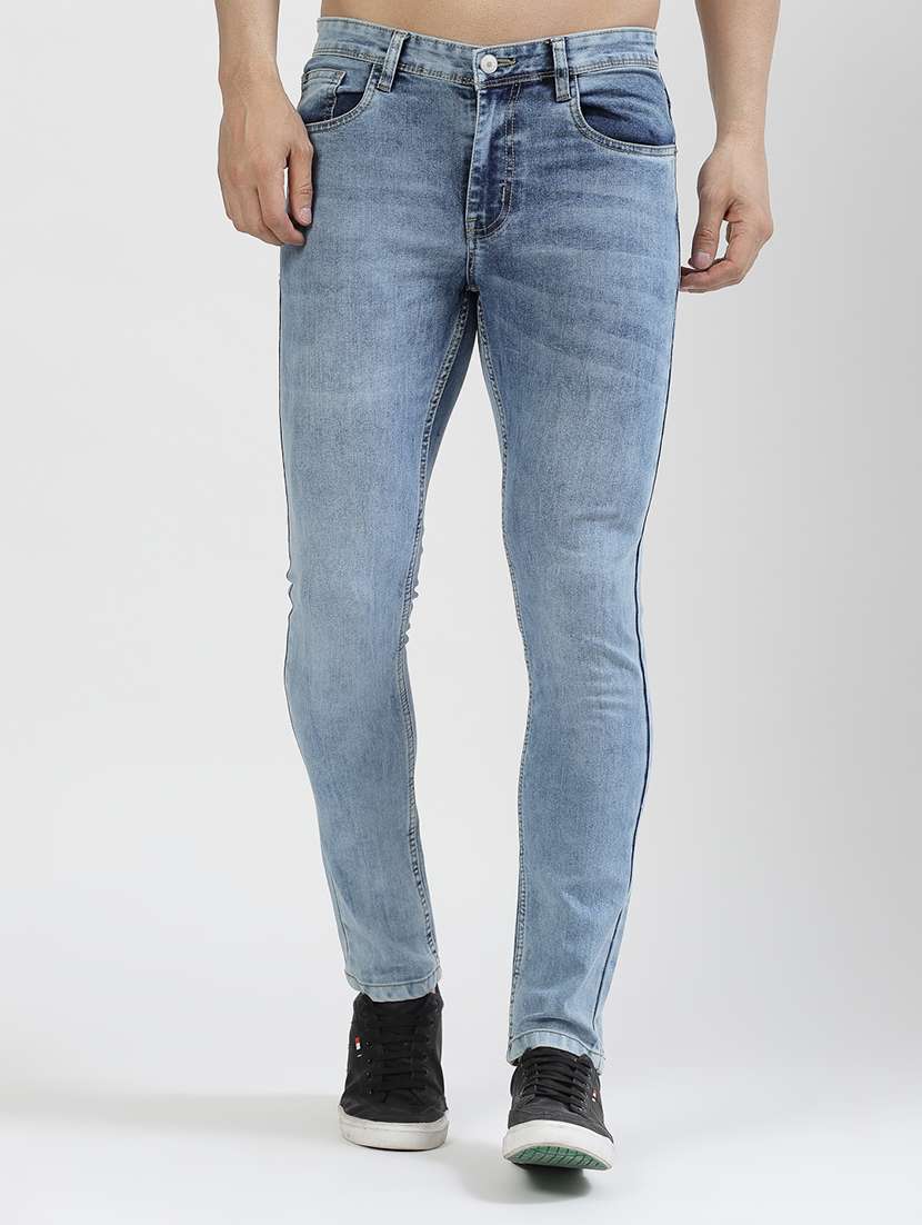 blue cotton blend jean