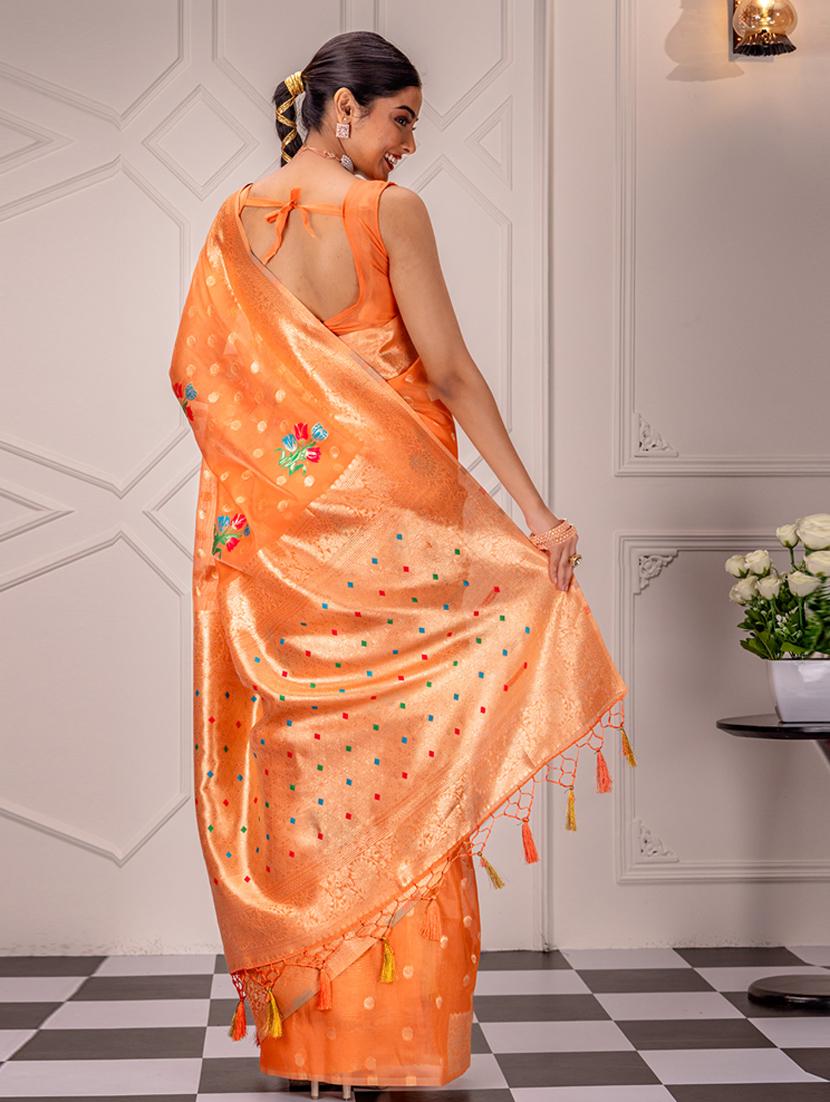 orange art silk banarasi saree - 21227499 - Standard Image - 1