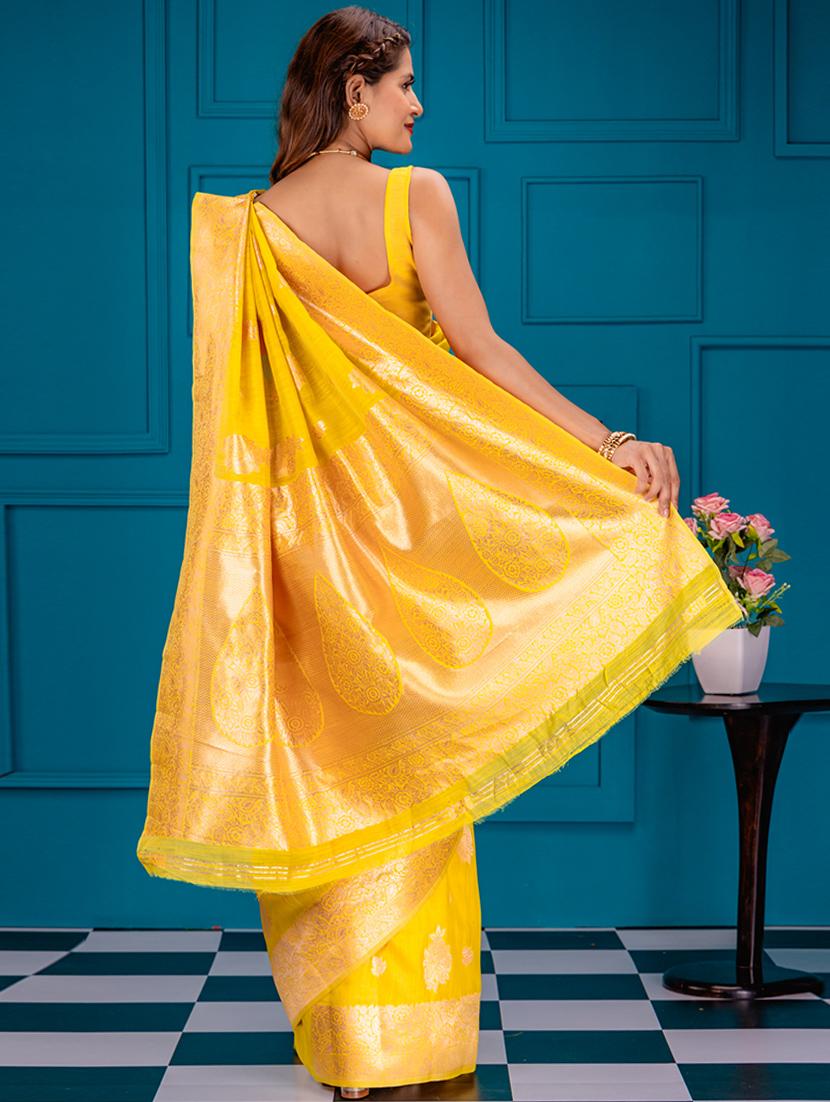 yellow banarasi saree - 21227503 - Standard Image - 1