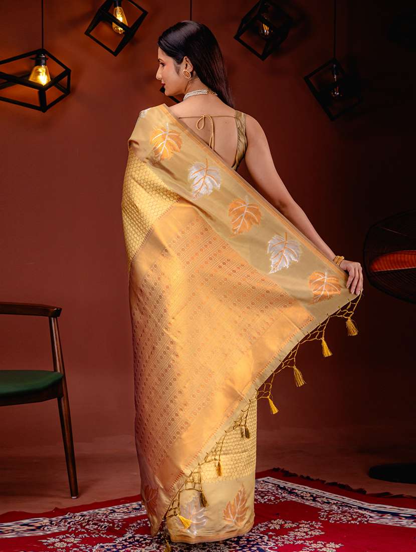 gold art silk kanjivaram saree with blouse - 21227529 -  Standard Image - 1