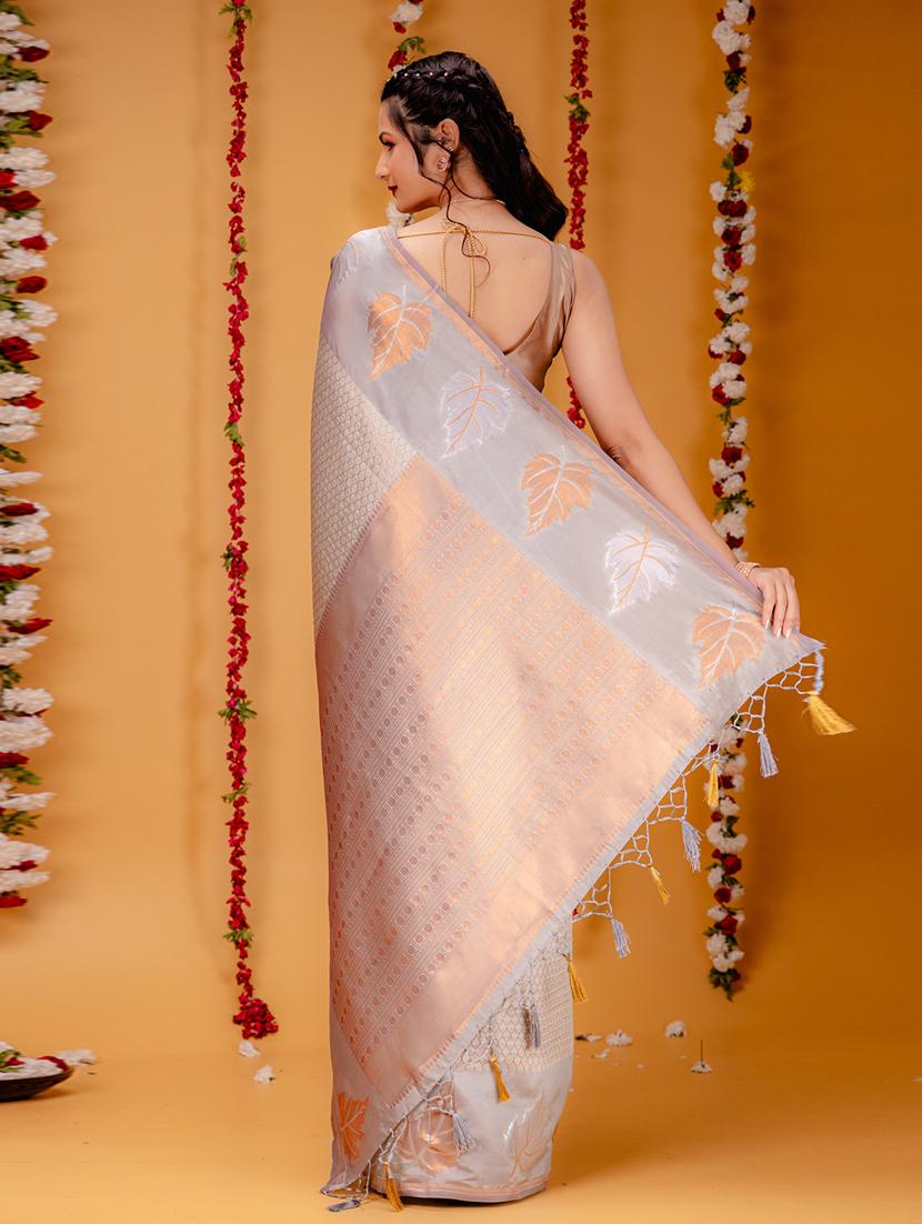 grey art silk kanjivaram saree with blouse - 21227530 - Standard Image - 1