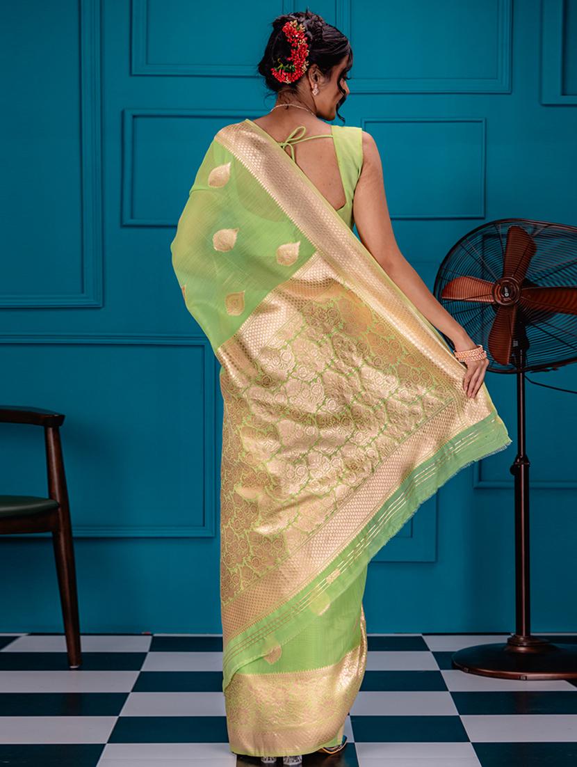 neo mint art silk banarasi saree - 21227585 -  Standard Image - 1