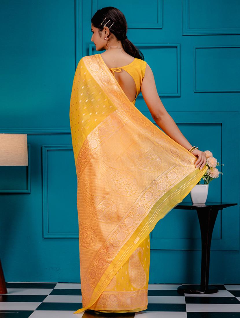 yellow banarasi saree - 21227587 -  Standard Image - 1