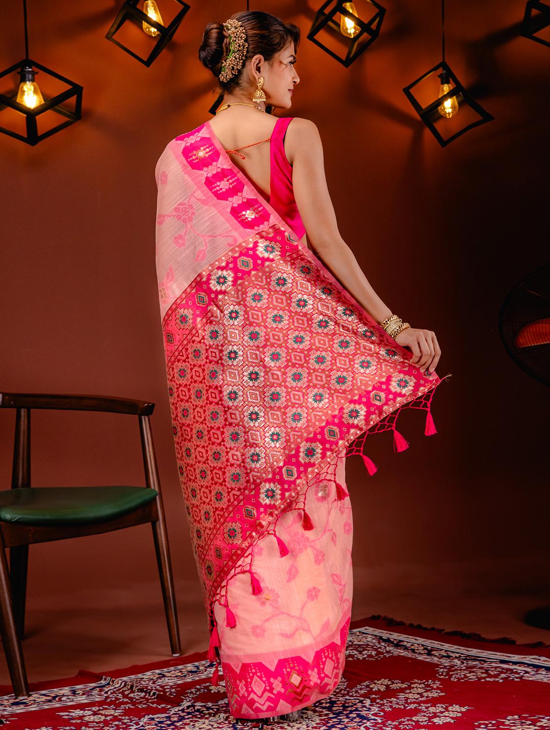 pink art silk ikat saree - 21227626 - Standard Image - 1