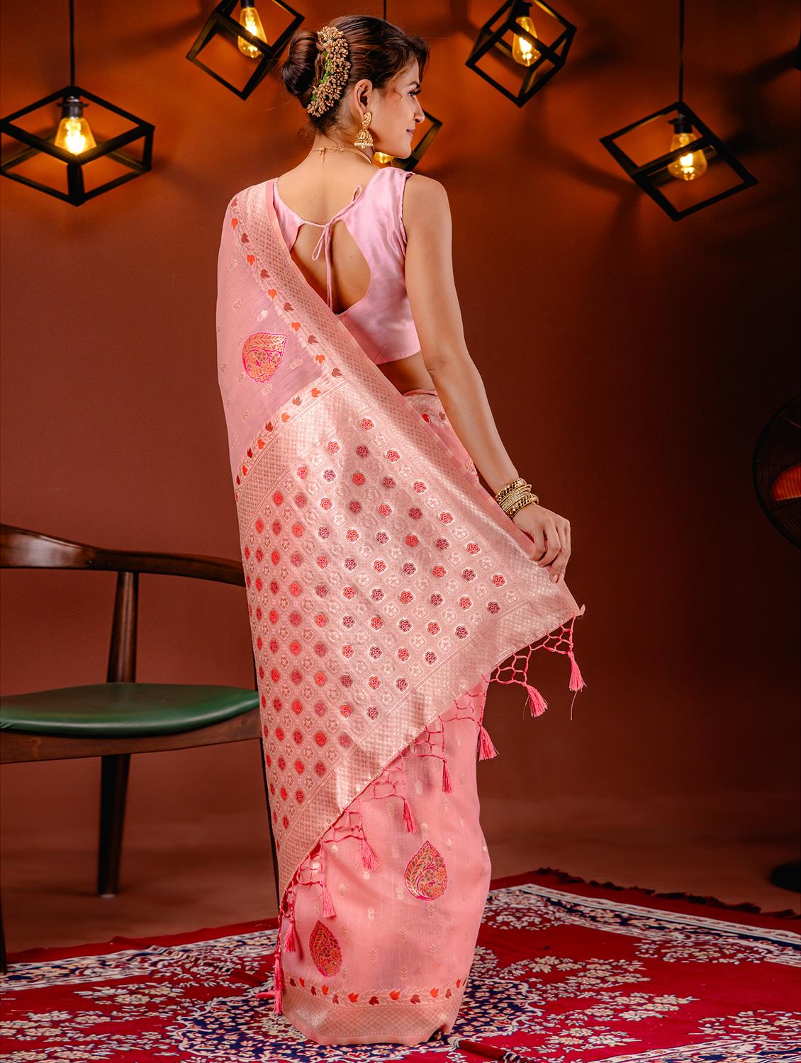 women self-designed handloom saree with blouse - 21227629 - Standard Image - 1