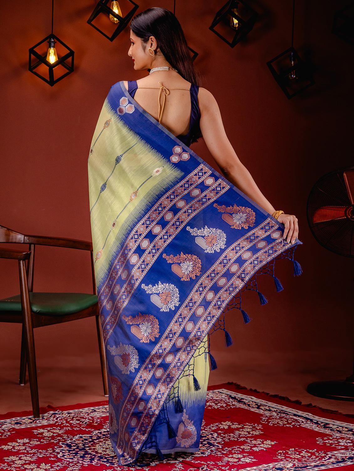 women self-designed handloom saree with blouse - 21227635 -  Standard Image - 1
