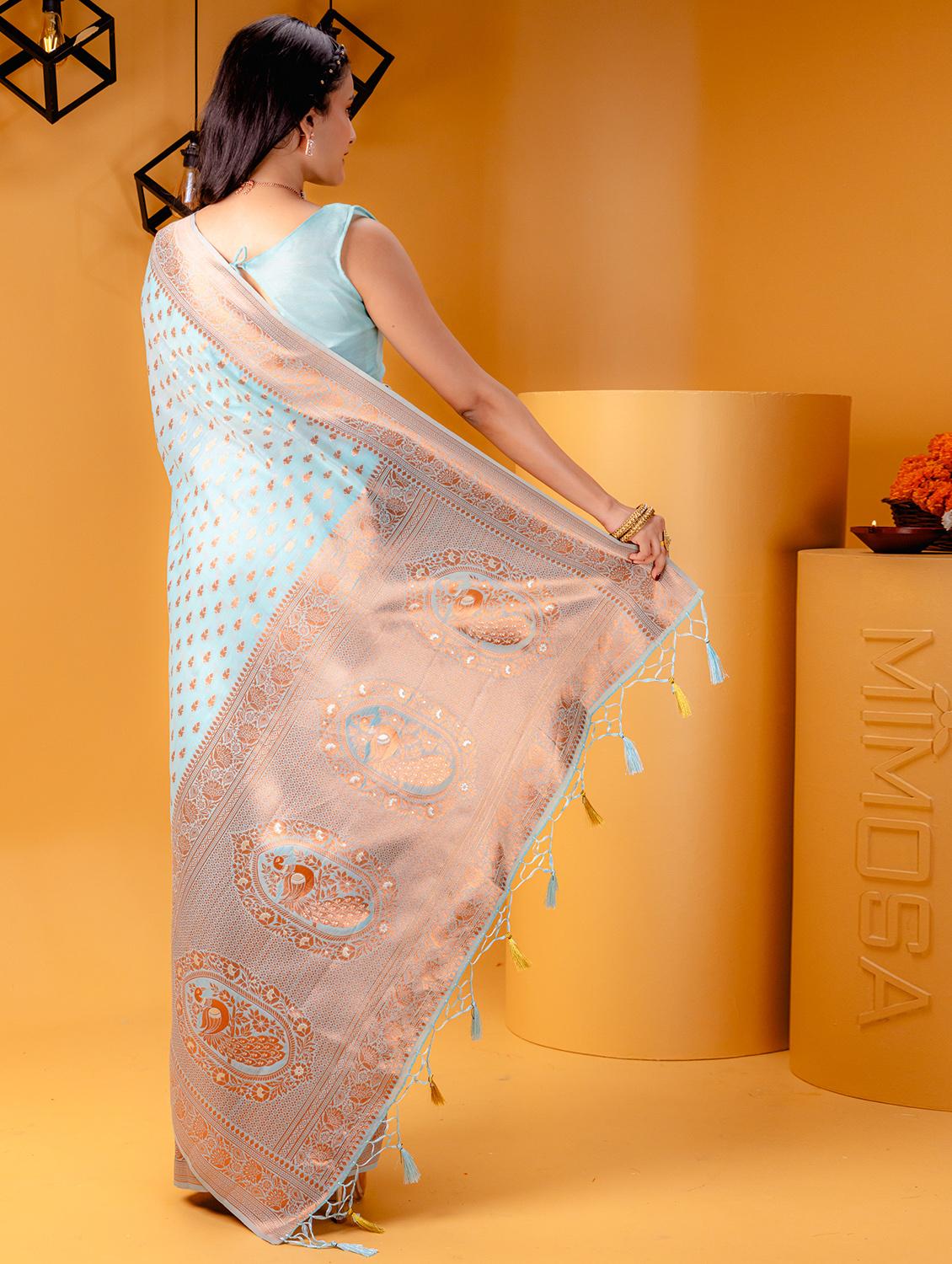 women self-designed handloom saree with blouse - 21227676 - Standard Image - 1