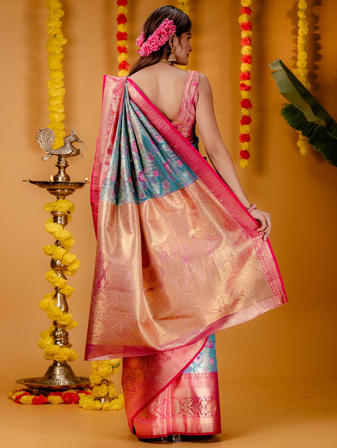 women self design kanjivaram saree with blouse - 21227695 - Standard Image - 1