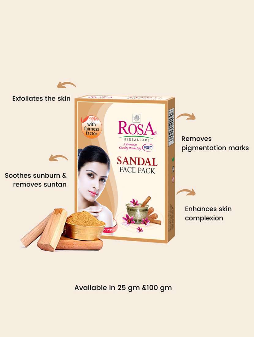 rosa sandal face pack for glowing skin i calming,acne control i herbal ingredient i pack of 3-100gm - 21227805 -  Standard Image - 1