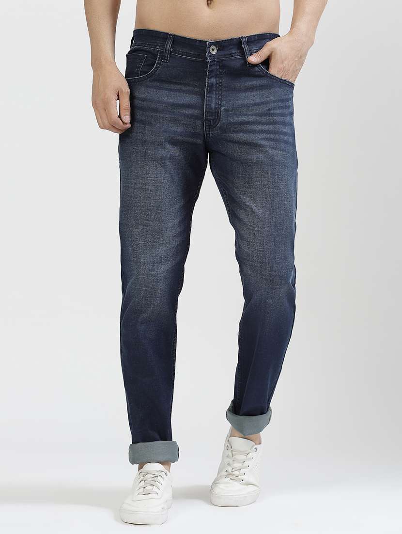 blue cotton blend jeans