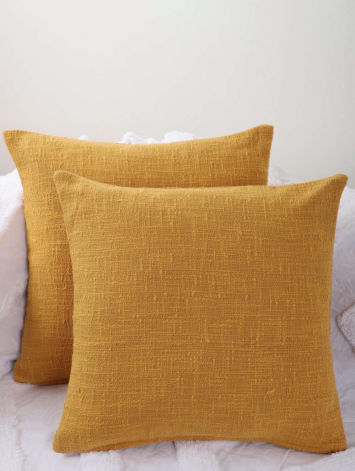 yellow decorative textured cotton cushion cover - 21228924 - Zoom Image - 0