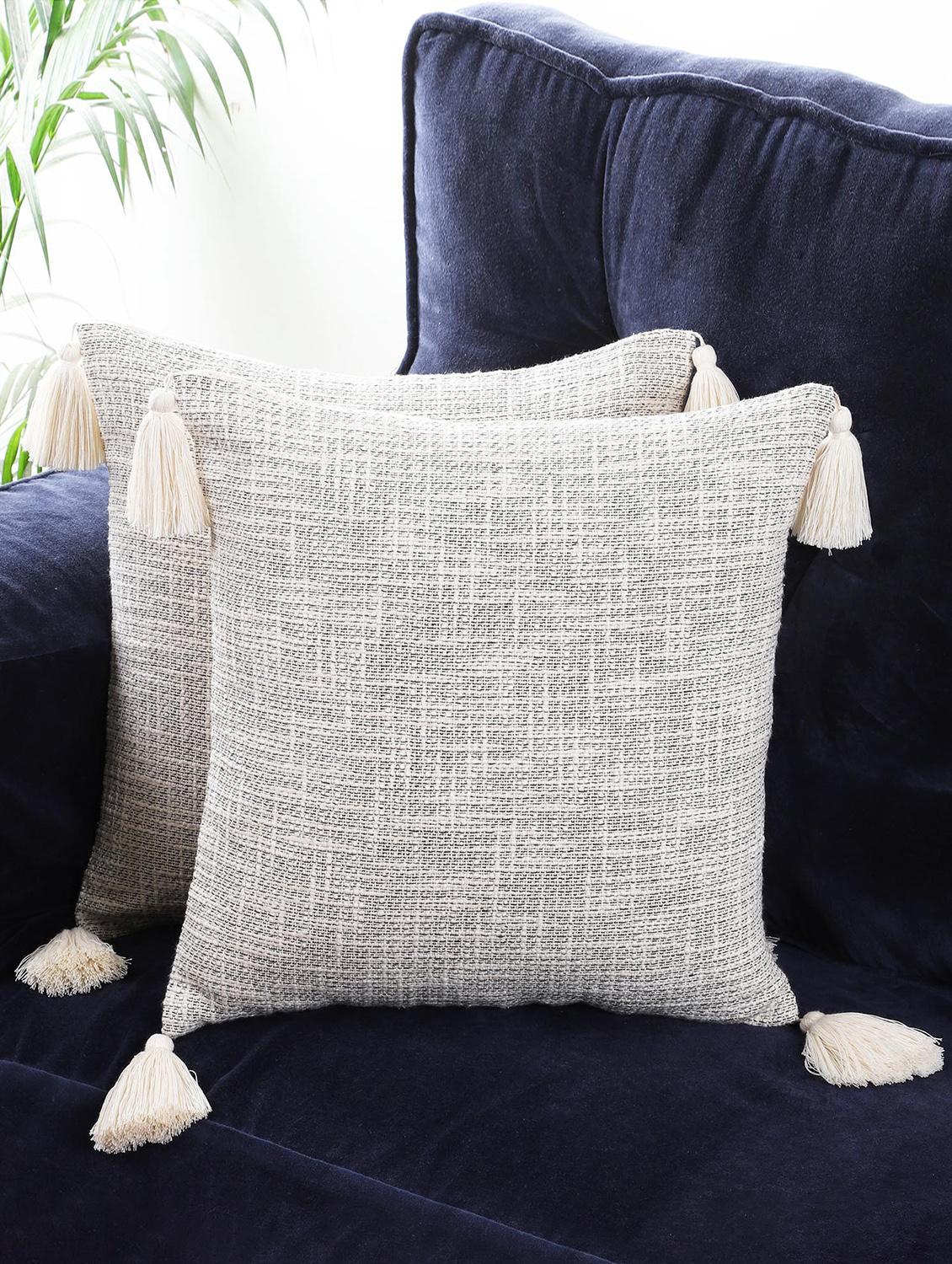 off white cotton textured cushion cover - 21228925 - Zoom Image - 0